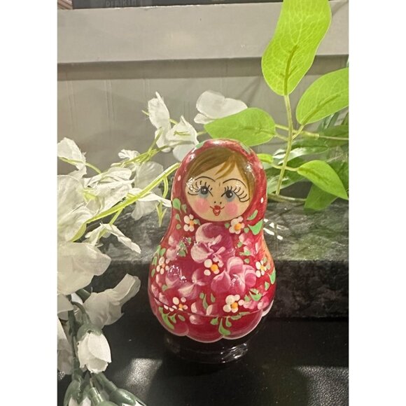 Hand-Painted Russian Nesting Dolls Set  5 Pieces Bright Floral Design Vintage - Picture 10 of 11